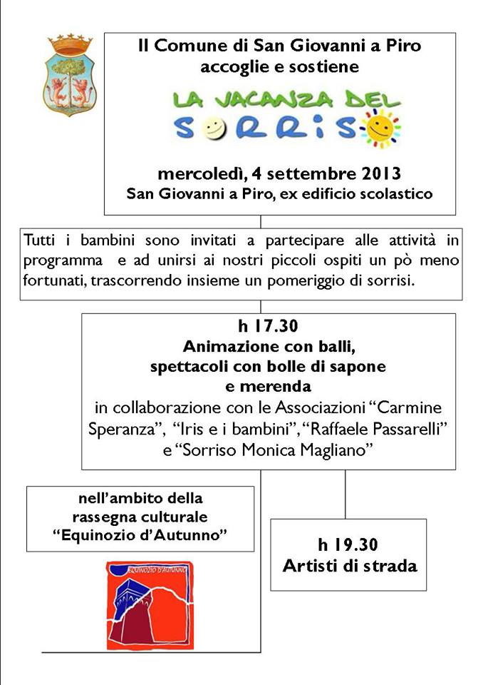 La Vacanza del Sorriso giunge a San Giovanni a Piro
