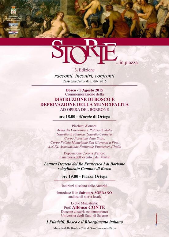 Cerimonia per la Commemorazione della Distruzione di Bosco e della deprivazione della sua municipalità ad opera del Borbone