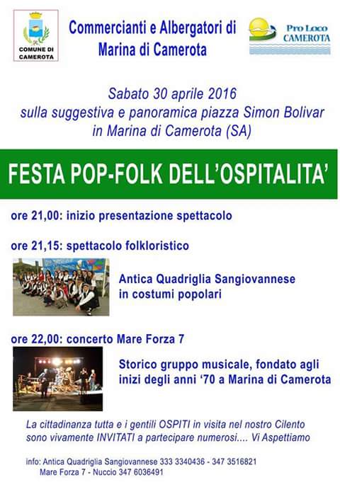A Marina di Camerota la Festa Pop-folk dell\'ospitalità...con la quadriglia sangiovannese!