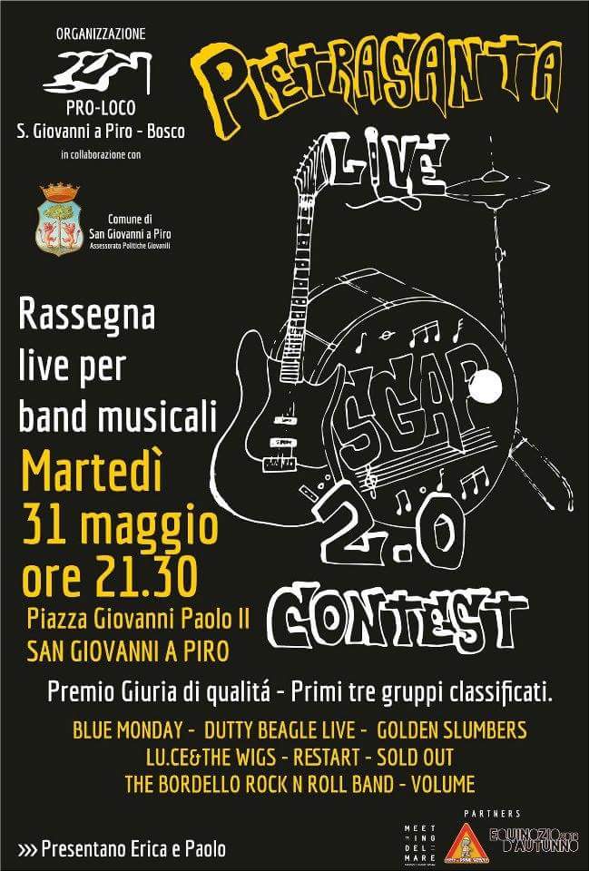 Questa sera a San Giovanni a Piro la prima edizione del Pietrasanta Live Contest 2.0