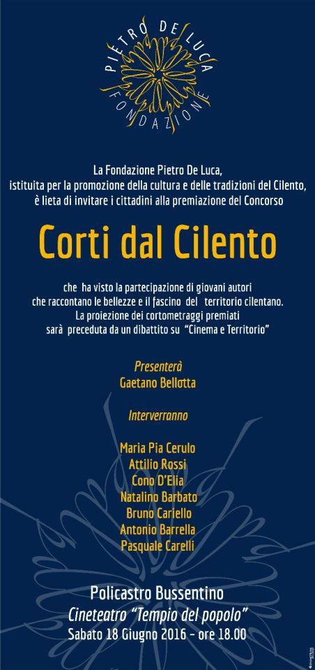 Premio De Luca, tutto pronto per la premiazione del concorso Corti dal Cilento