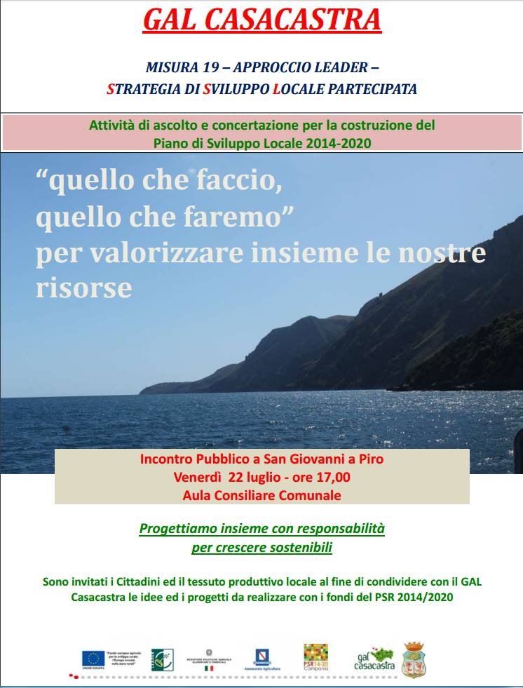 Gal Casacastra - incontro pubblico a San Giovanni a Piro sulla Misura 19