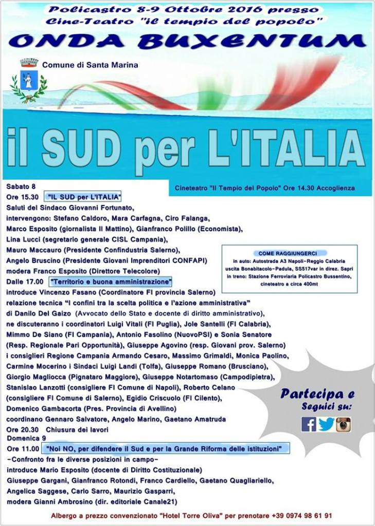 Onda Buxentum: il centro destra del Sud Italia si incontra a Policastro Bussentino
