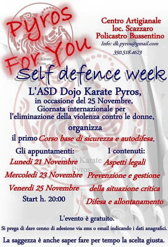 Corso base di sicurezza ed autodifesa gratuito per la Giornata Internazionale per l'eliminazione della violenza sulle donne