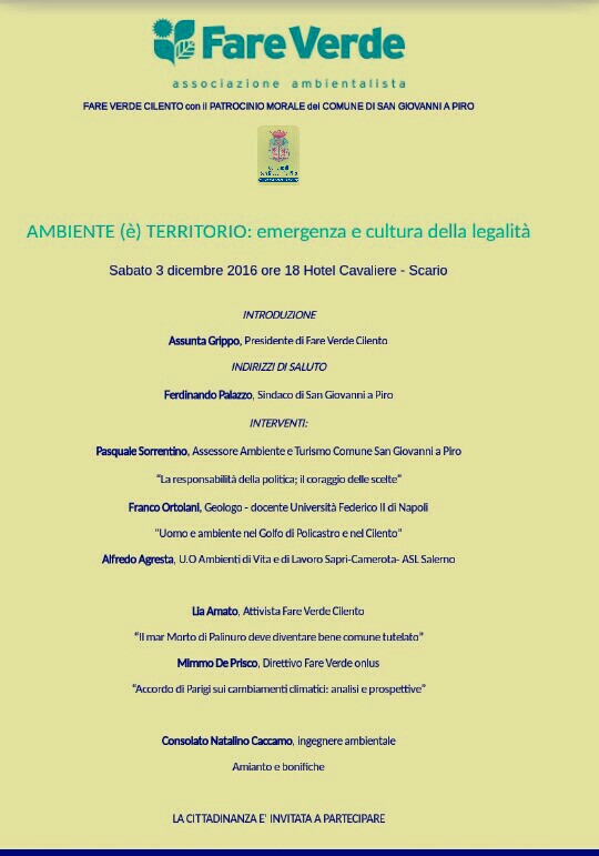 Ambiente (e') Territorio: emergenza e cultura della legalita'