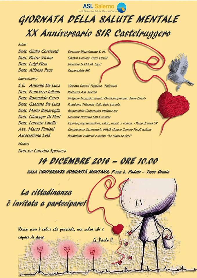 Giornata della Salute Mentale nel XX anniversario del S.I.R. di Castel Ruggero