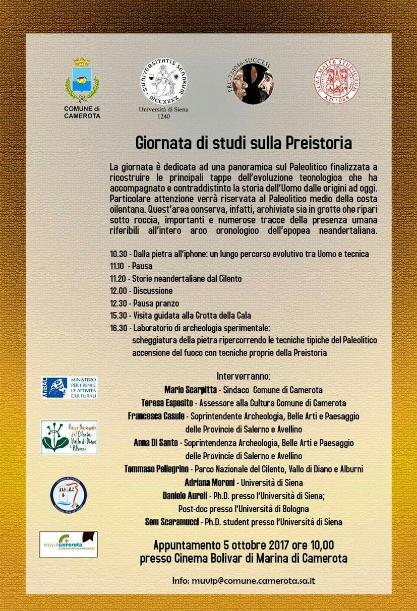 Camerota sulle tracce della Preistoria: giornata di studi e laboratori con l'Universita' di Siena