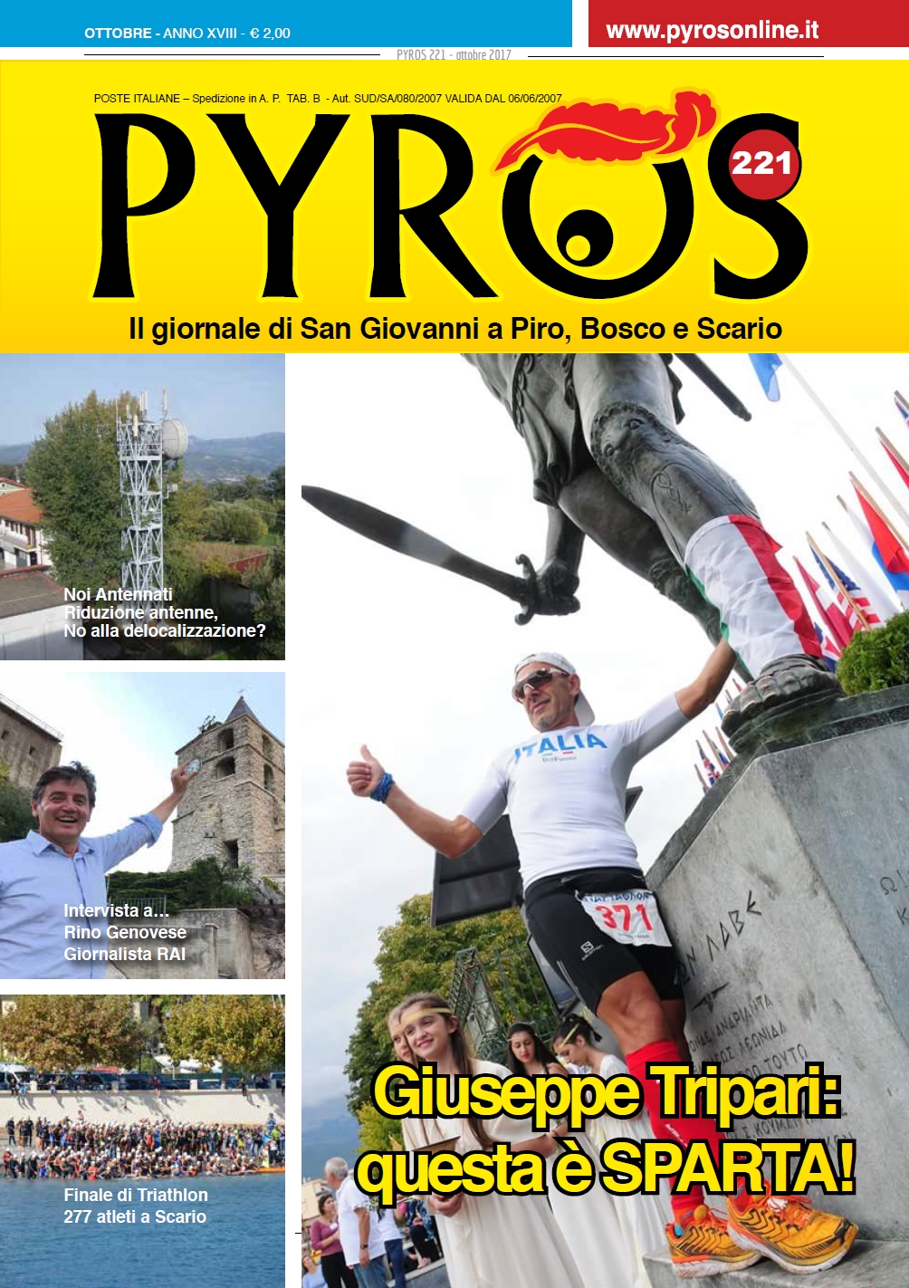 All'eroe di Sparta, Giuseppe Tripari, dedicata la copertina del Pyros 221