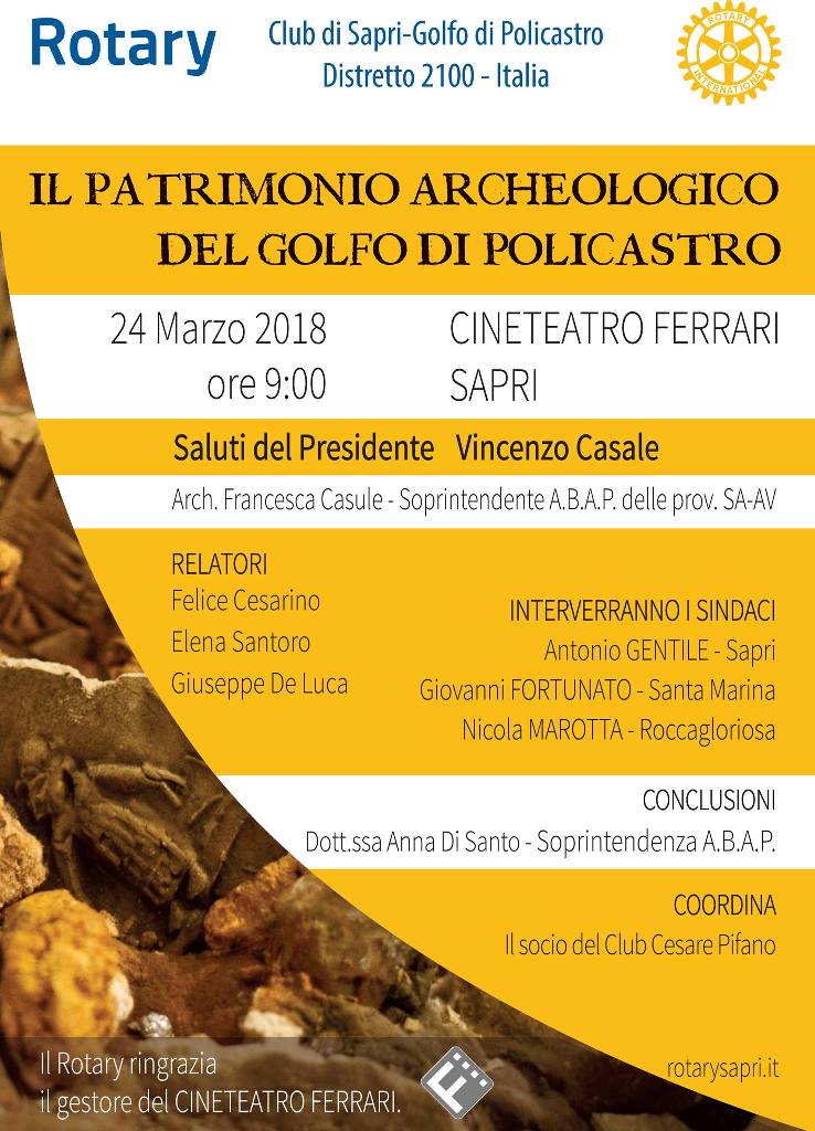Il Rotary e il patrimonio archeologico del Golfo di Policastro. A discuterne tecnici, professionisti ed amministratori locali