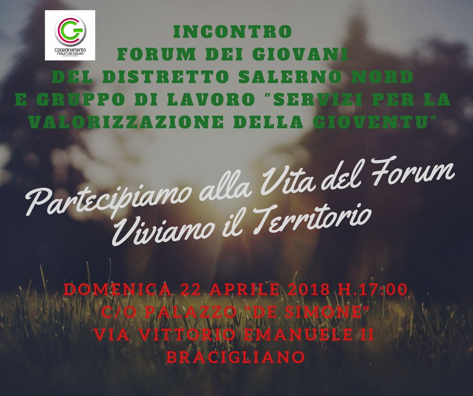 Il Coordinamento Provinciale dei Forum dei Giovani della Provincia di Salerno fa tappa a Bracigliano