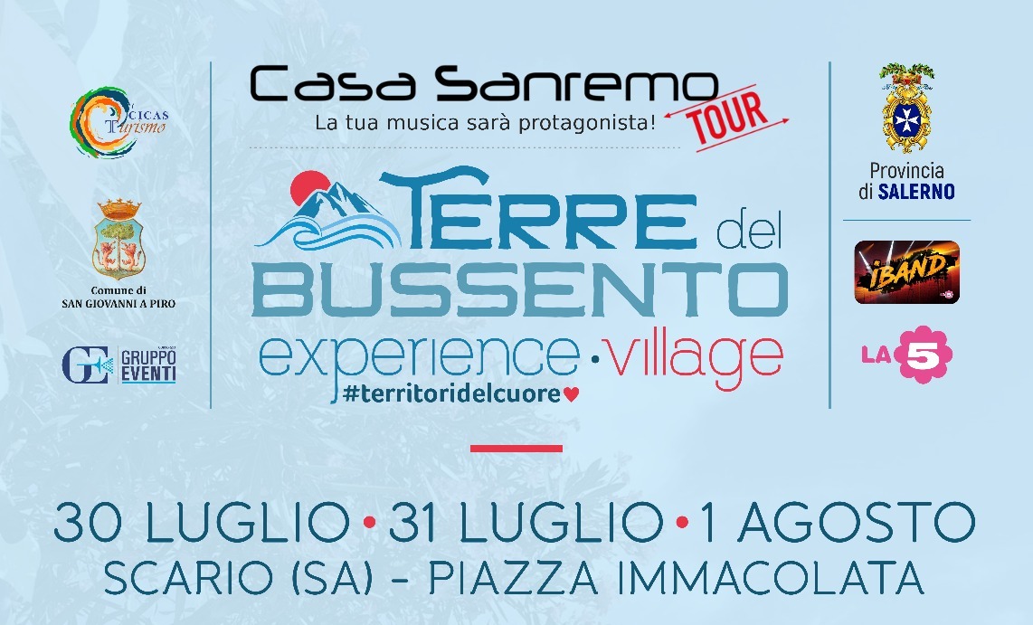 Terre del Bussento Experience: a Scario due giorni in compagnia di Casa Sanremo Tour e del nuovo talent ''iBand''