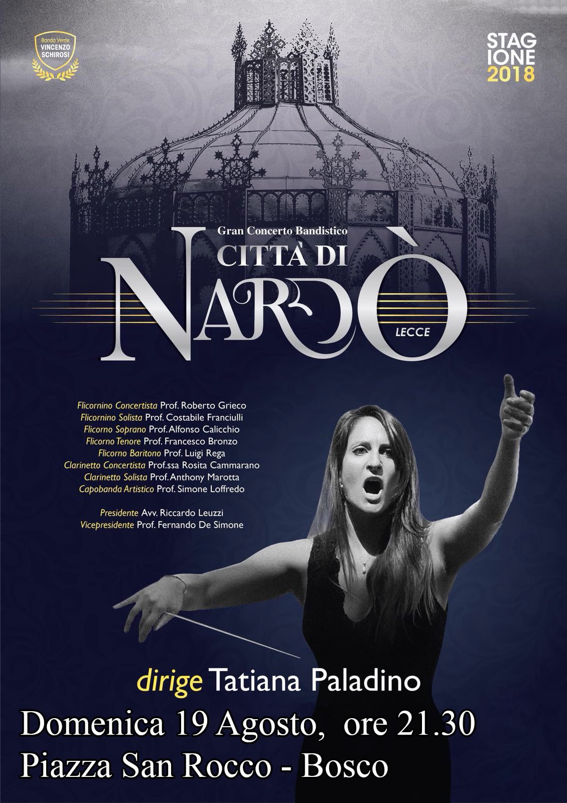 Questa sera a Bosco in scena la musica classica con il Gran Concerto Bandistico Citta' di Nardo'