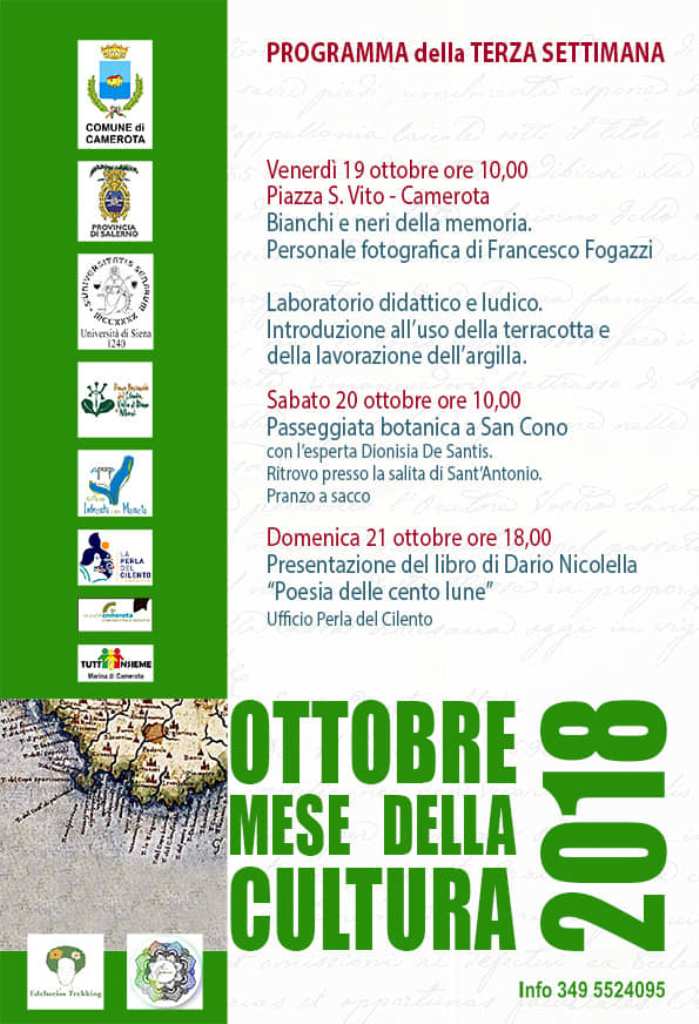 L'ottobre culturale giunge alla terza settimana, il programma