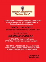 Assemblea pubblica per salvare l'I.C. Gaza