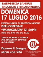 Emergenza sangue, domenica raccolta straordinaria all'Ospedale di Sapri