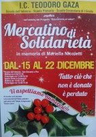 Ritorna il mercatino di solidarieta' dell'Istituto Gaza. Il ricavato ai terremotati del Centro Italia e agli alunni della scuola