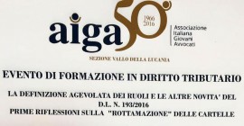 Evento di formazione in Diritto Tributario organizzato da AIGA di Vallo della Lucania