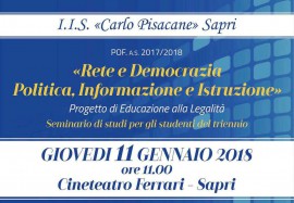 ''Rete e democrazia'', incontro a Sapri con il Sottosegretario al MIUR Vito De Filippo