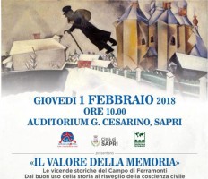 Il Valore della Memoria, domani a Sapri presso l'Auditorium Cesarino