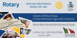 Il Rotary Club Sapri-Golfo di Policastro ricorda il 70esimo anniversario dall'entrata in vigore della Costituzione