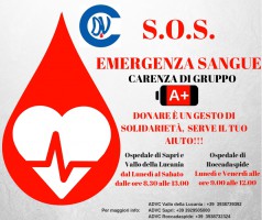 SOS emergenza sangue, carenza di gruppo A+, l'appello dell'Ass. Donatori Volontari di Sangue del Cilento
