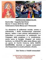 Scario, Santa Messa per il Venezuela