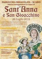 Scario, la Parrocchia dell'Immacolata comunica il programma completo della Festa di Sant'Anna 2019
