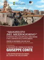 Il Presidente del Consiglio dei Ministri, Giuseppe Conte, domani a Vallo della Lucania per il Manifesto del Mezzogiorno