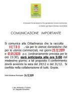 Comunicazione per la raccolta vetro per le festivita' natalizie 2019 nel comune di San Giovanni a Piro